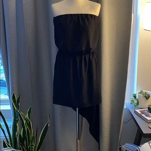 BCBG strapless LBD with asym hemline